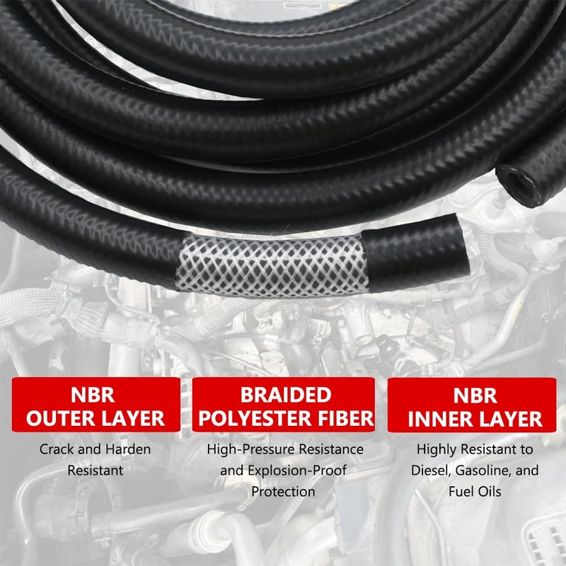Byredio 3/8 Transmission Cooler Hose 10mm High Pressure Push Lock Fuel Injection Hose 300PSI 5FT - Image 4